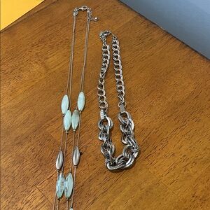Elegant Silver and Mint Necklace Set